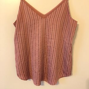 Salmon colored tank with black stripes by Express